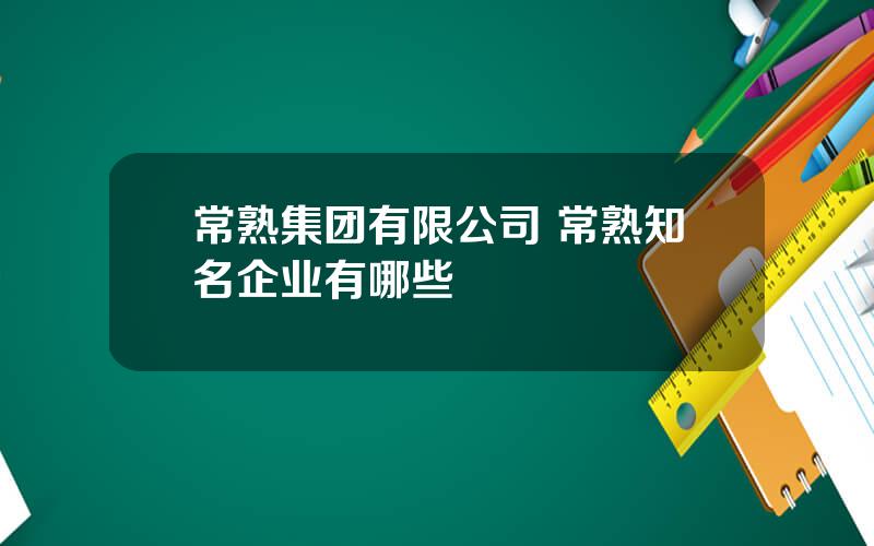 常熟集团有限公司 常熟知名企业有哪些